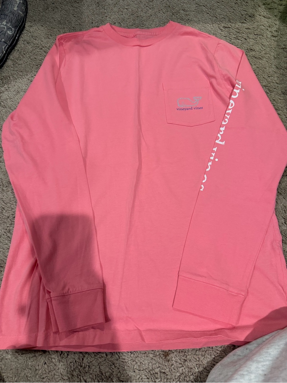 Vineyard Vines Coral Pink Long Sleeve Pocket Tee